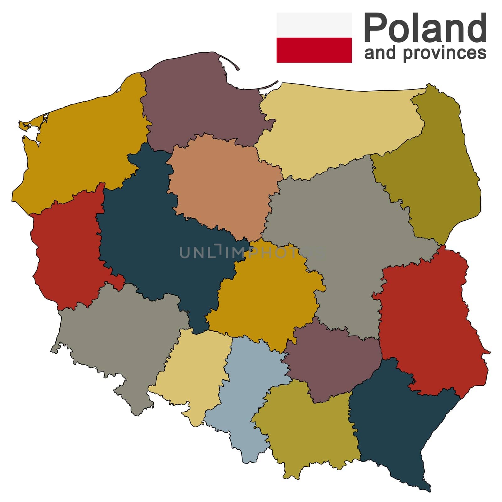 european country Poland and detailed voivodeships (provinces)