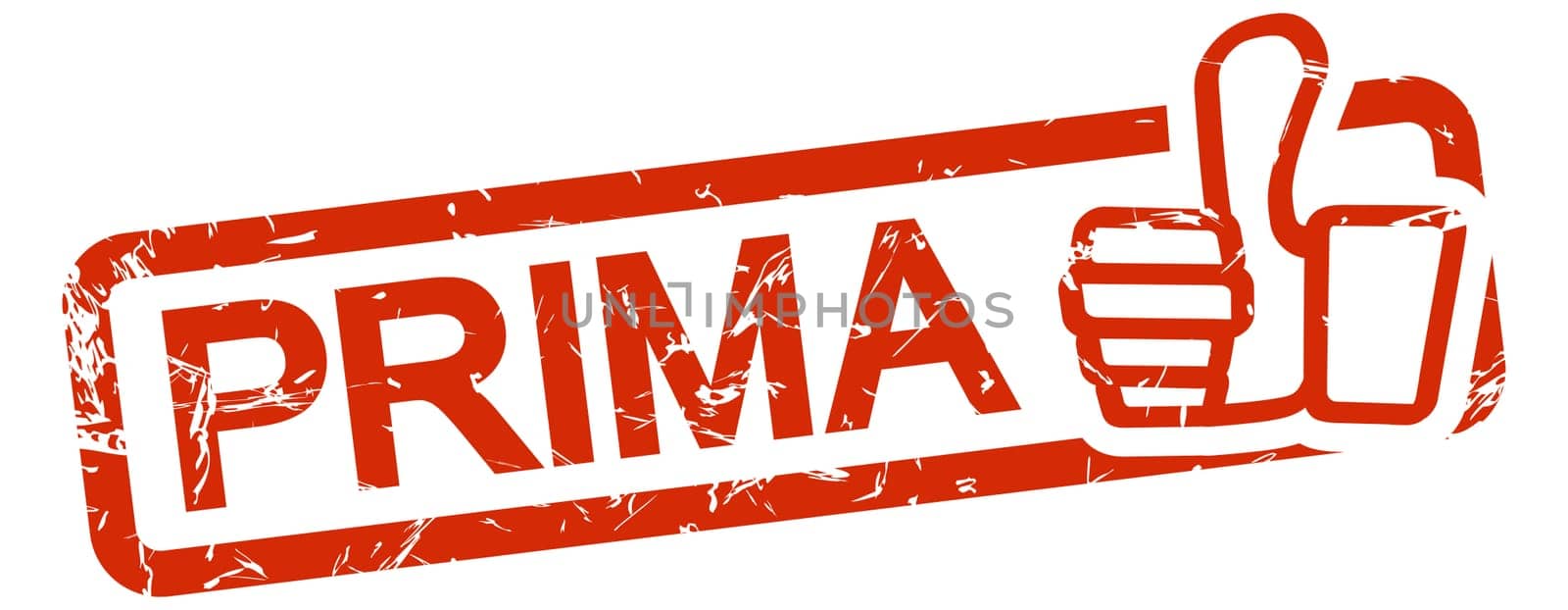 grunge stamp with frame colored red and text Prima