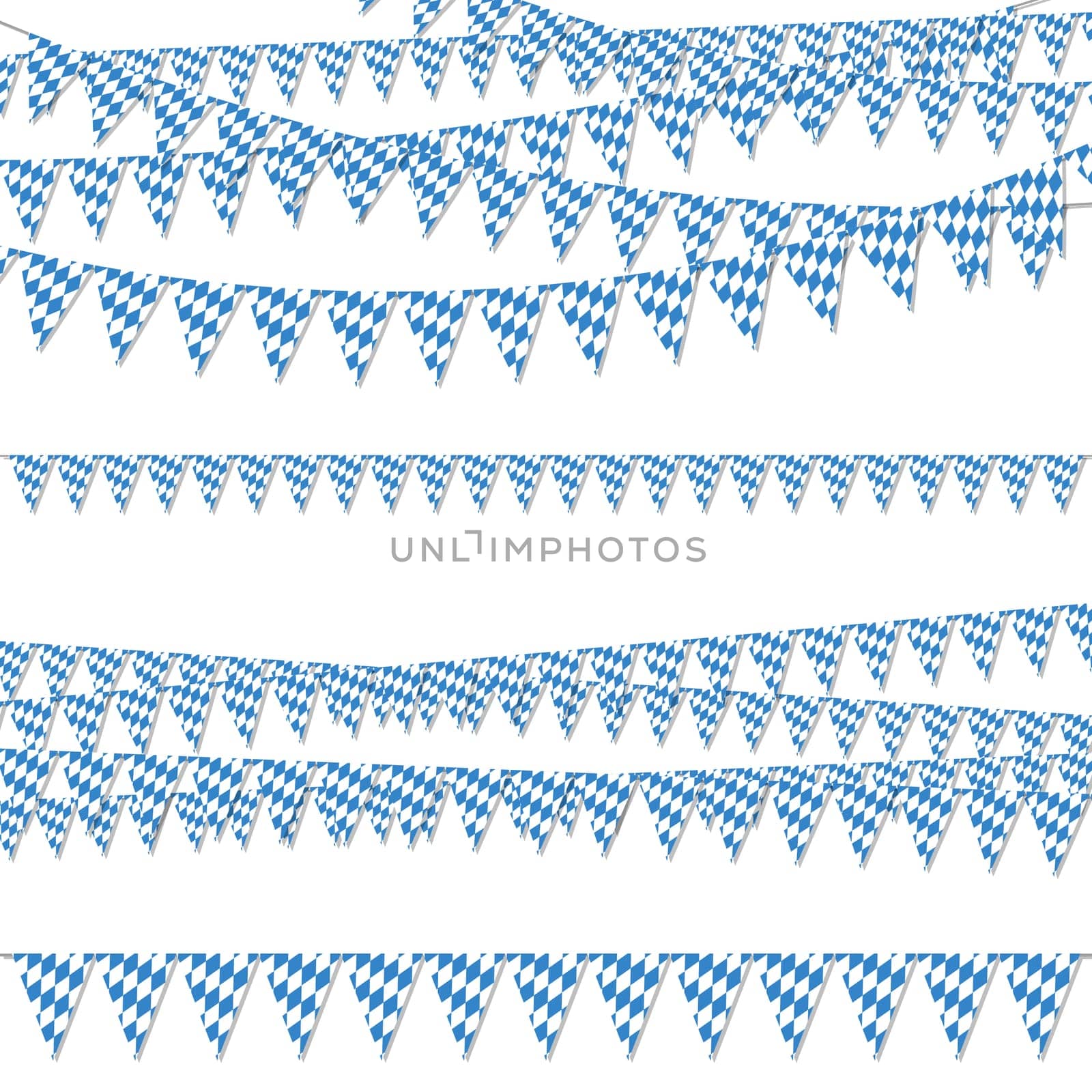 different Oktoberfest garlands having blue and white checkered pattern