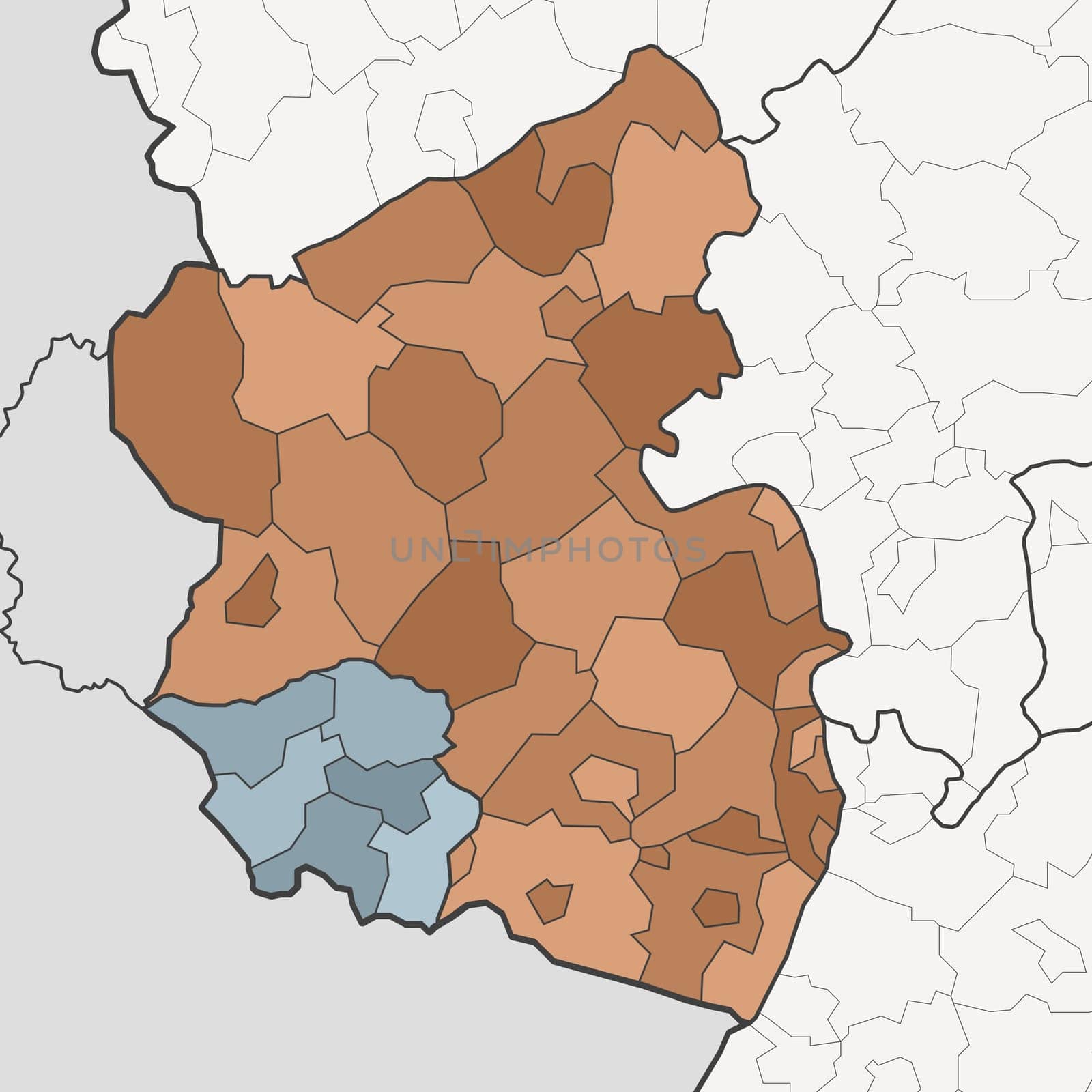 Map of Germany federal state Rhineland-Palatinate and Saarland with neighboring federal states