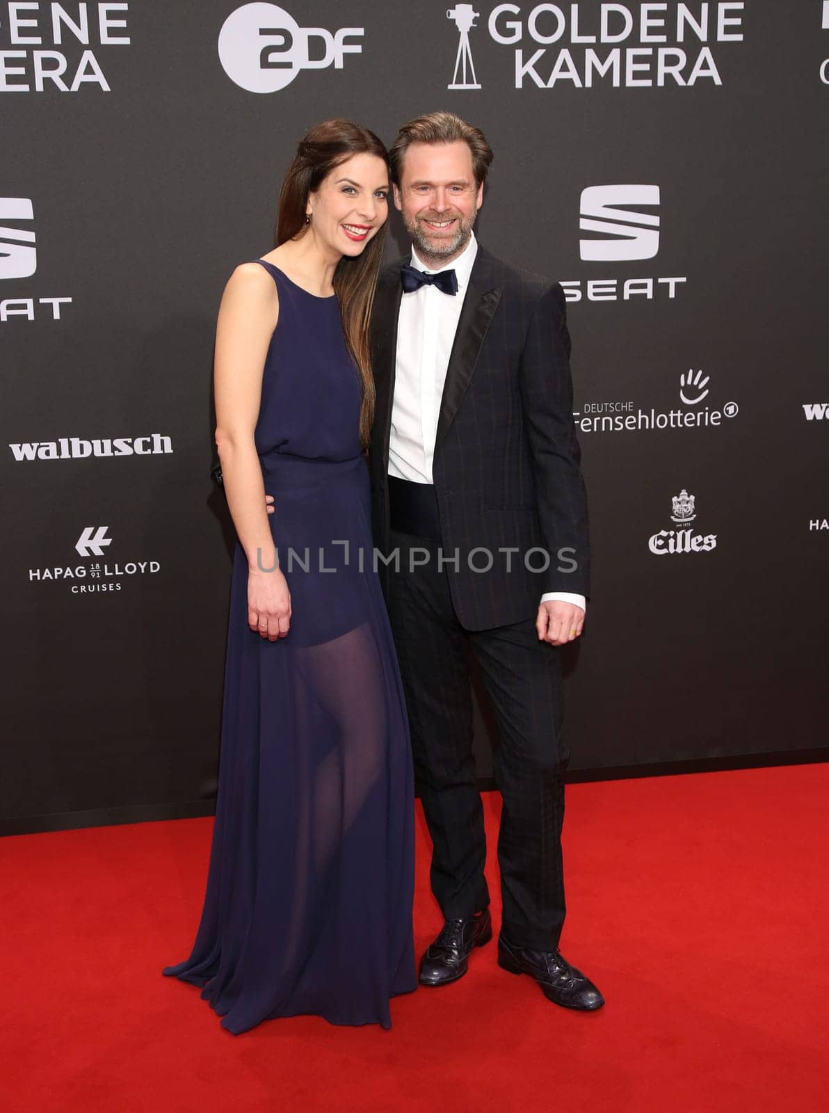 Matthias Matschke with Theresa ,. Presentation of the GOLDEN CAMERA 2017 at Messe Hamburg
