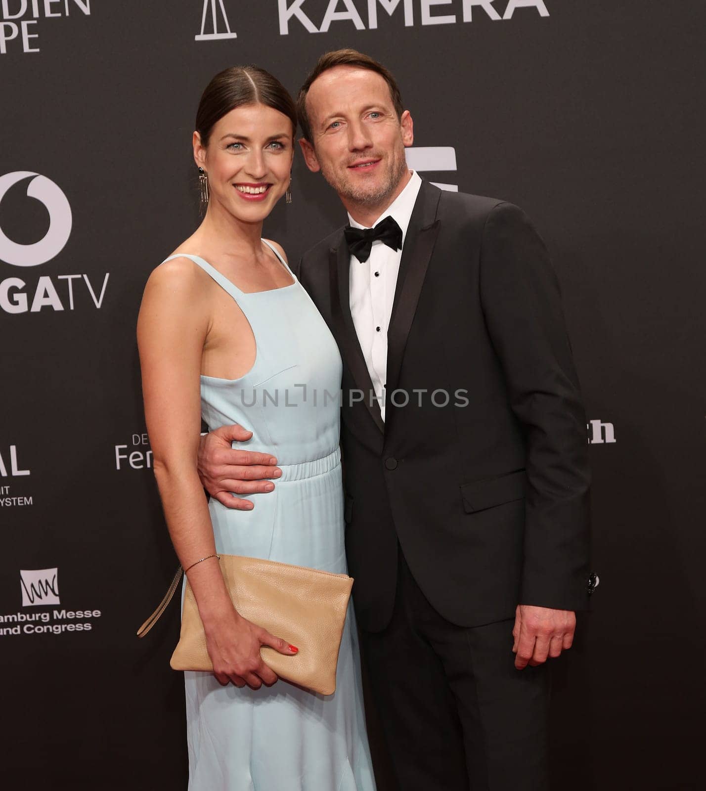 Cosima Lohse and Wotan Wilke Moehring ,. Presentation of the GOLDEN CAMERA 2017 at Messe Hamburg