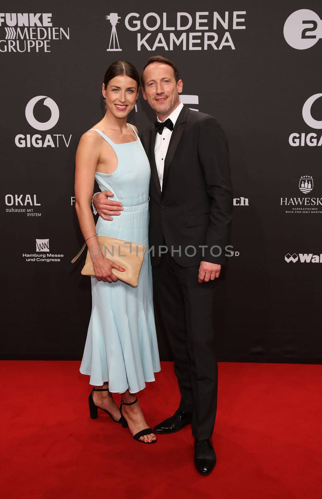 Cosima Lohse and Wotan Wilke Moehring ,. Presentation of the GOLDEN CAMERA 2017 at Messe Hamburg