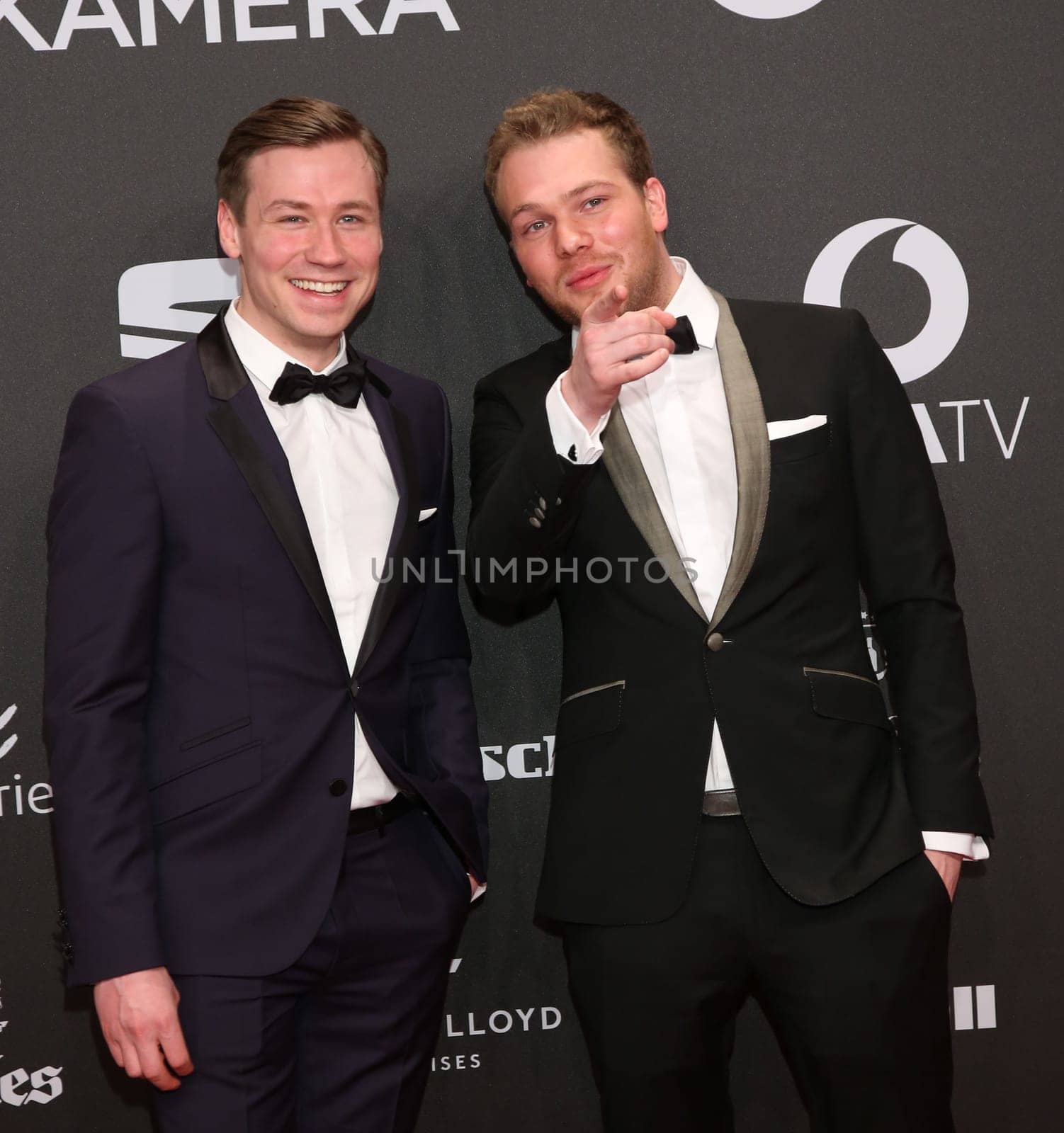 David Kross and Ben Muenchow ,. Presentation of the GOLDEN CAMERA 2017 at Messe Hamburg