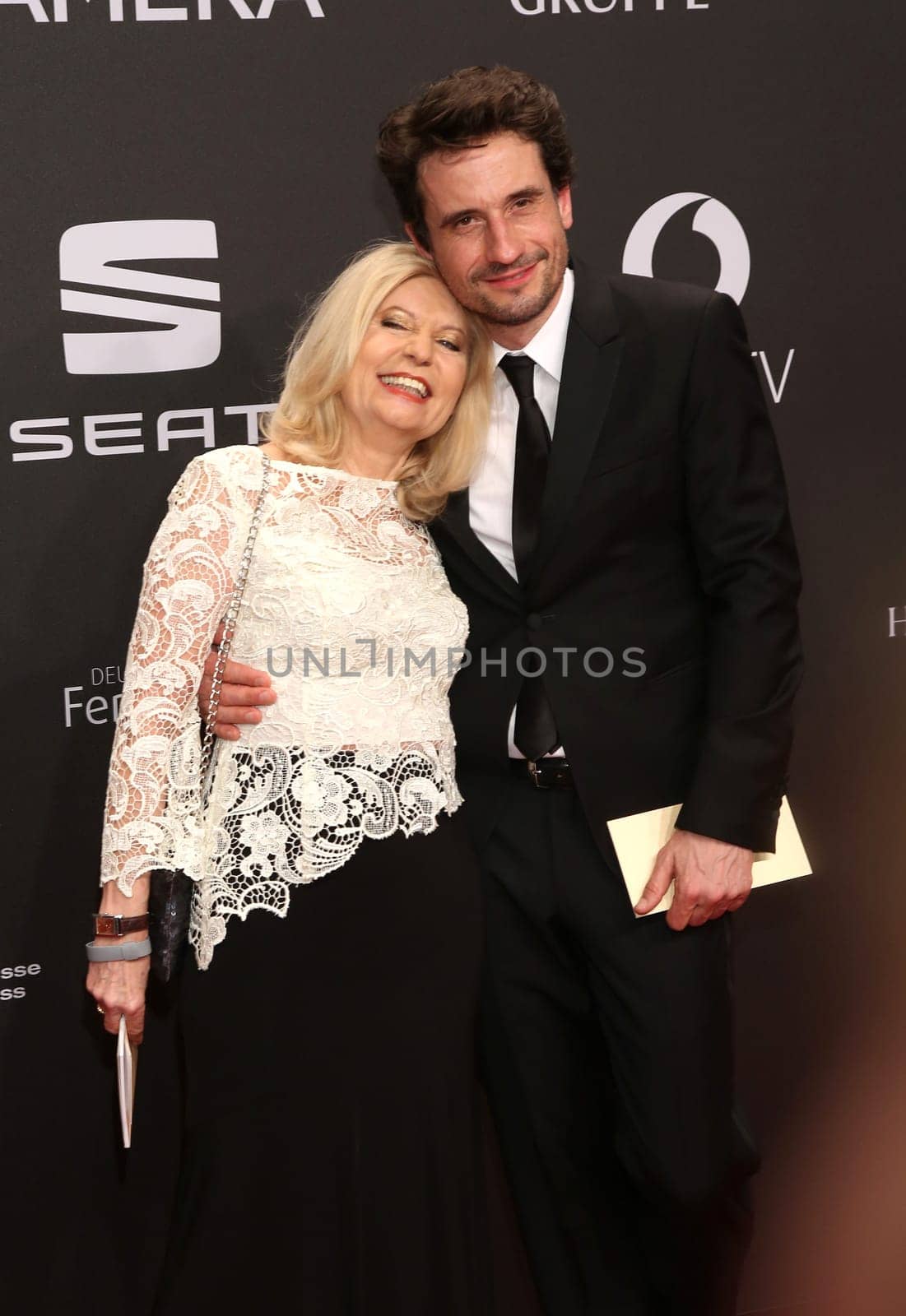 Sabine Postel and Oliver Mommsen,. Presentation of the GOLDEN CAMERA 2017 at Messe Hamburg