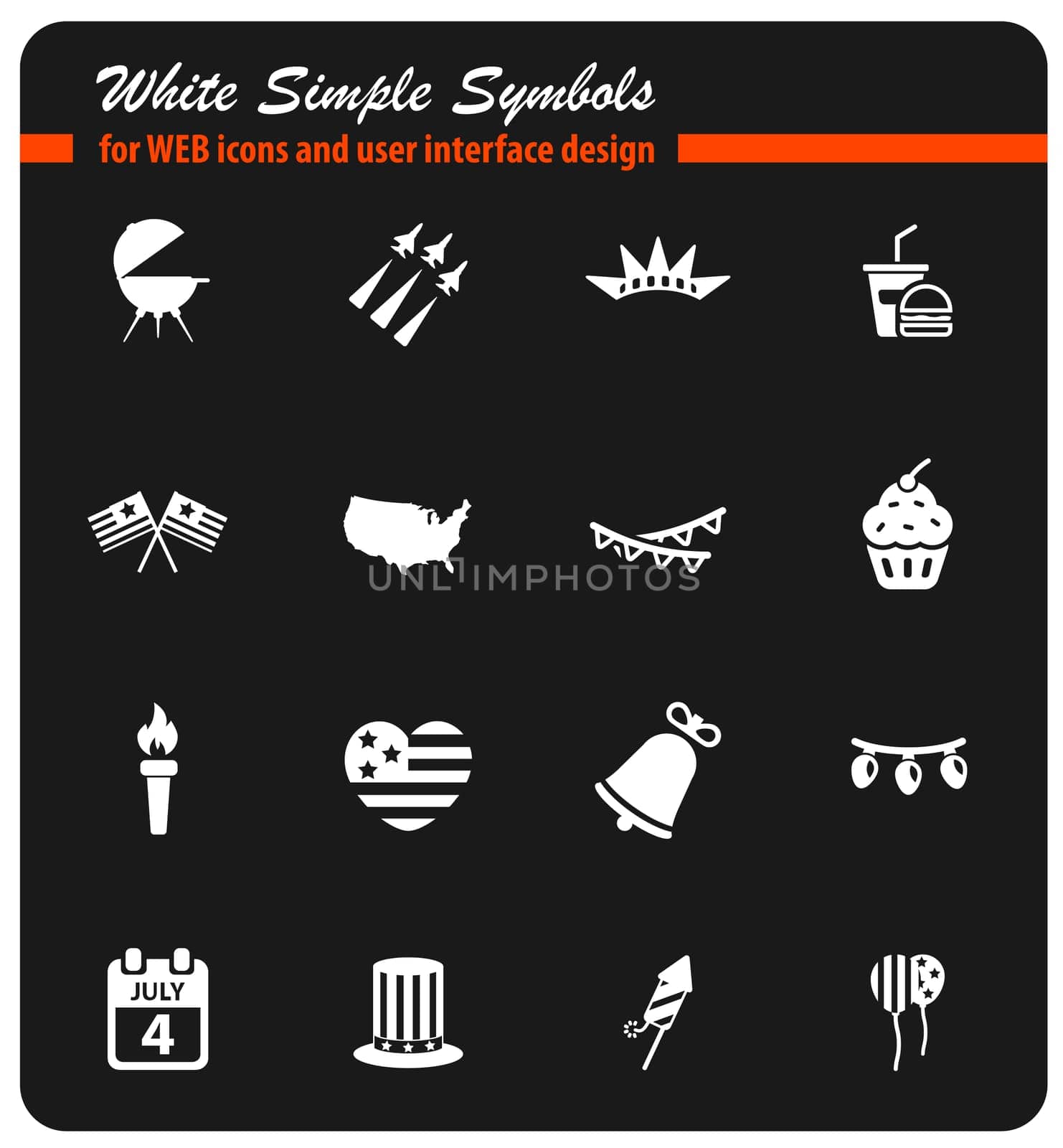 independence day web icons for user interface design