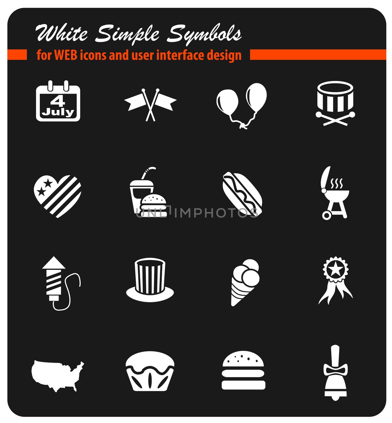independence day web icons for user interface design