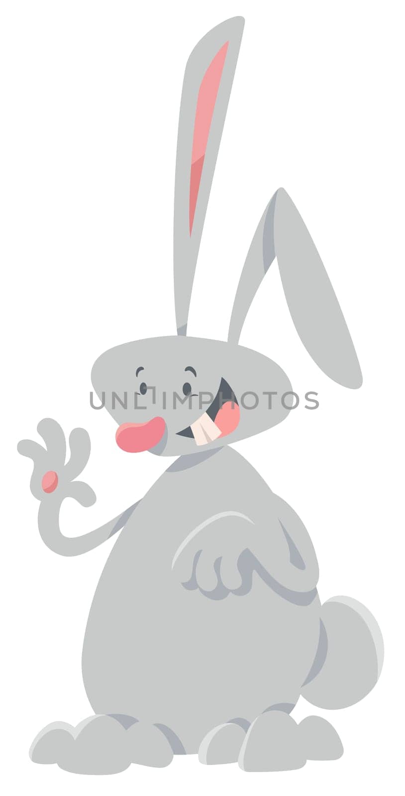 Cartoon Illustration of Happy Rabbit or Bunny Animal Character