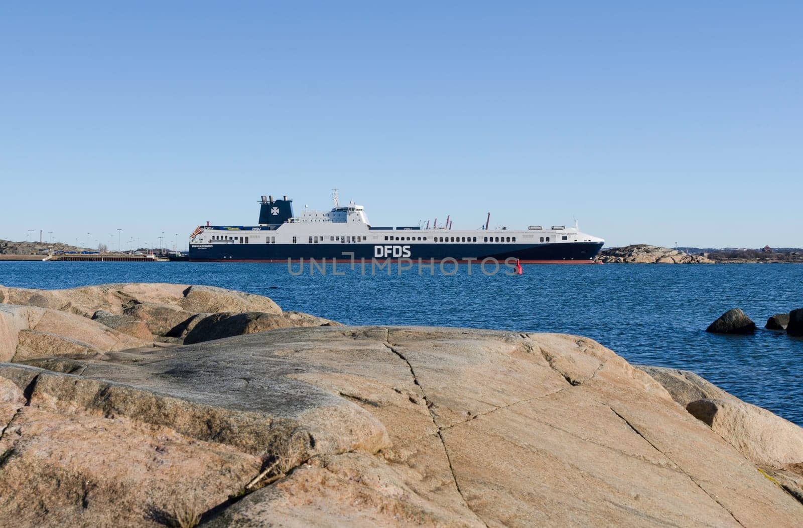 one big ship in the harbour outside Gothenburg