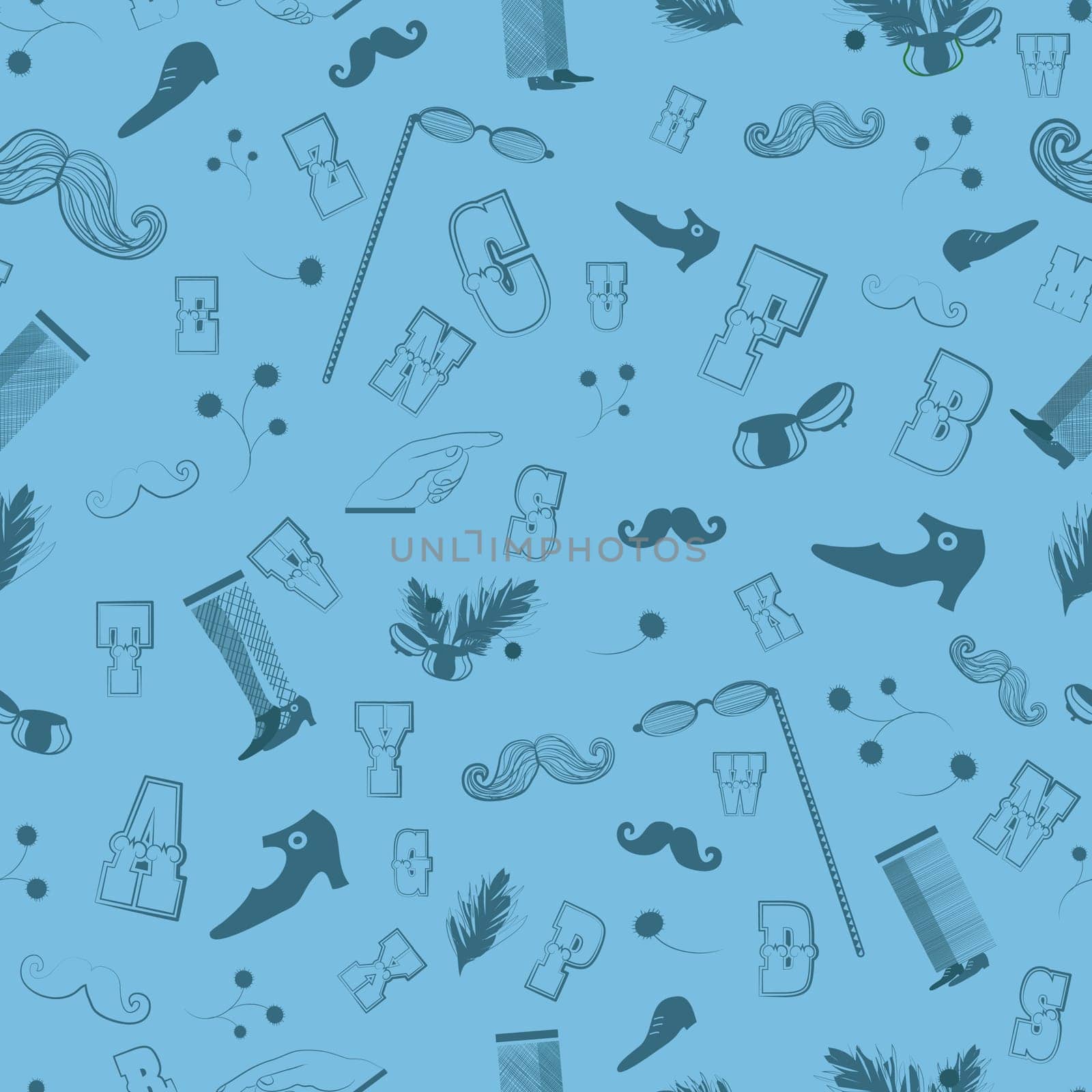 Set of Vintage Items. Seamless Pattern Background.  Illustration.
