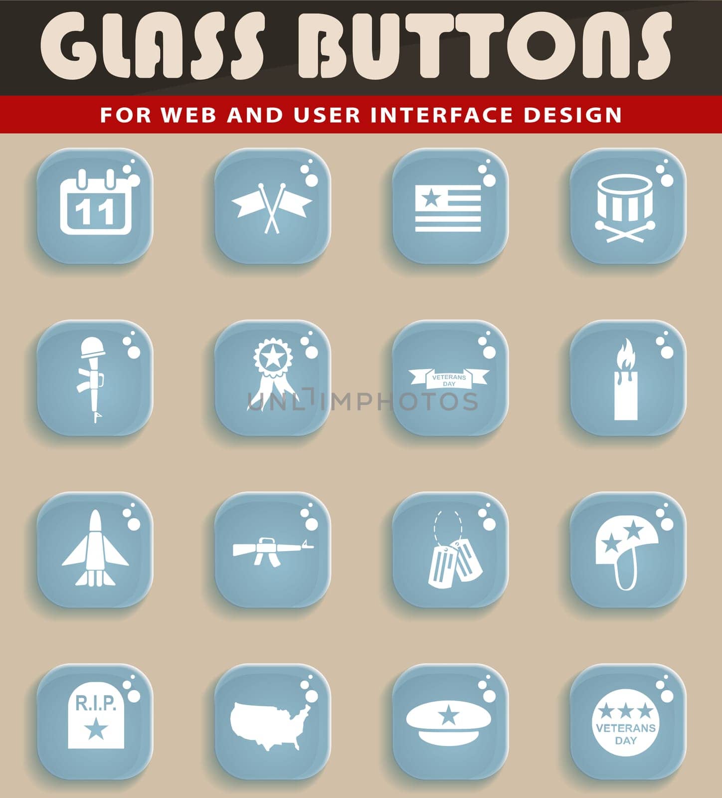 veterans day web icons for user interface design