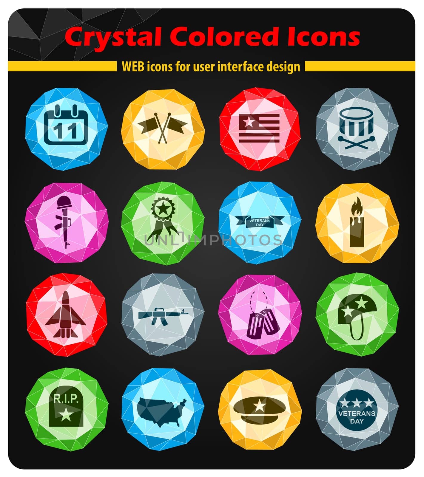 veterans day web icons for user interface design