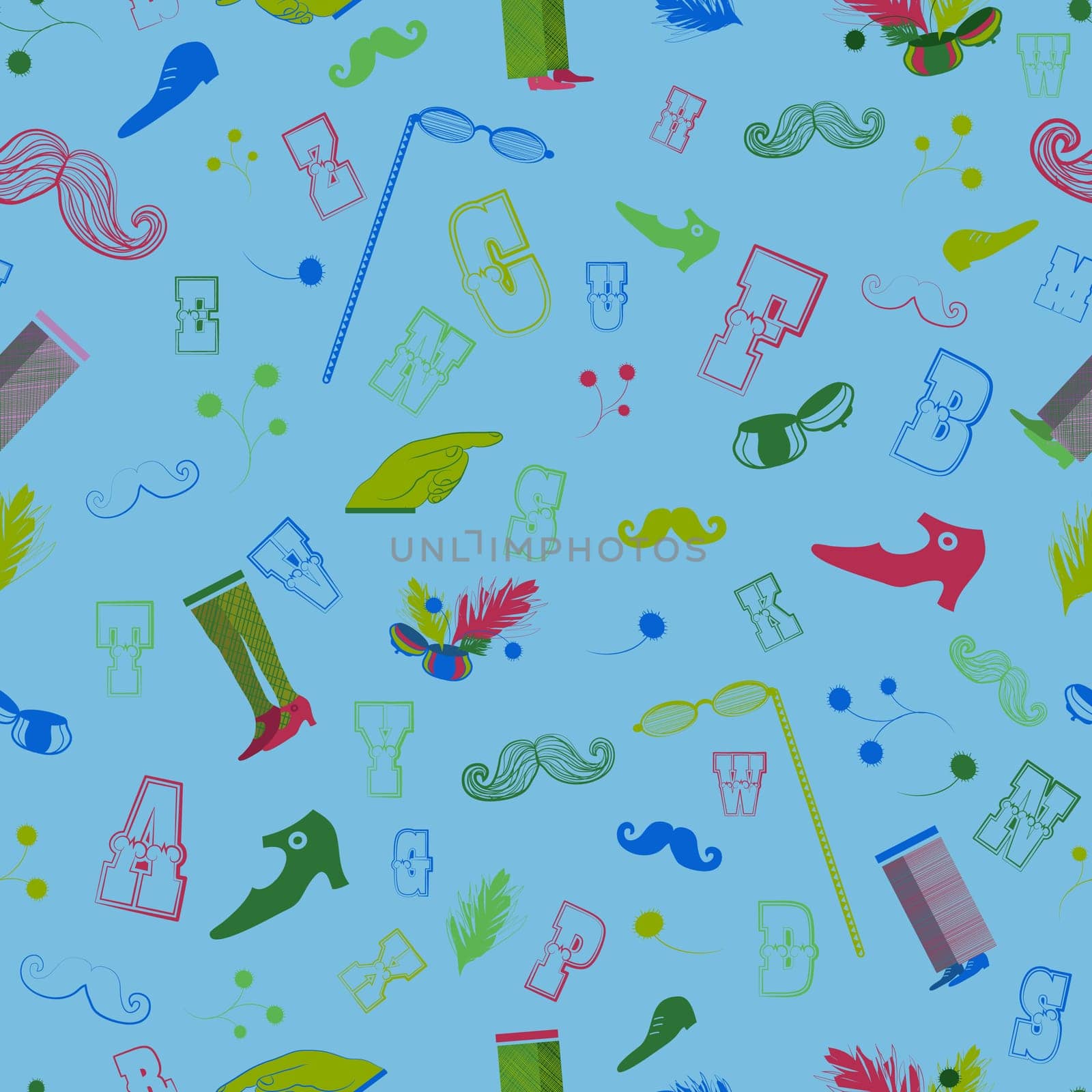 Set of Vintage Items. Retro fashion. Hipster Seamless Pattern. Illustration.