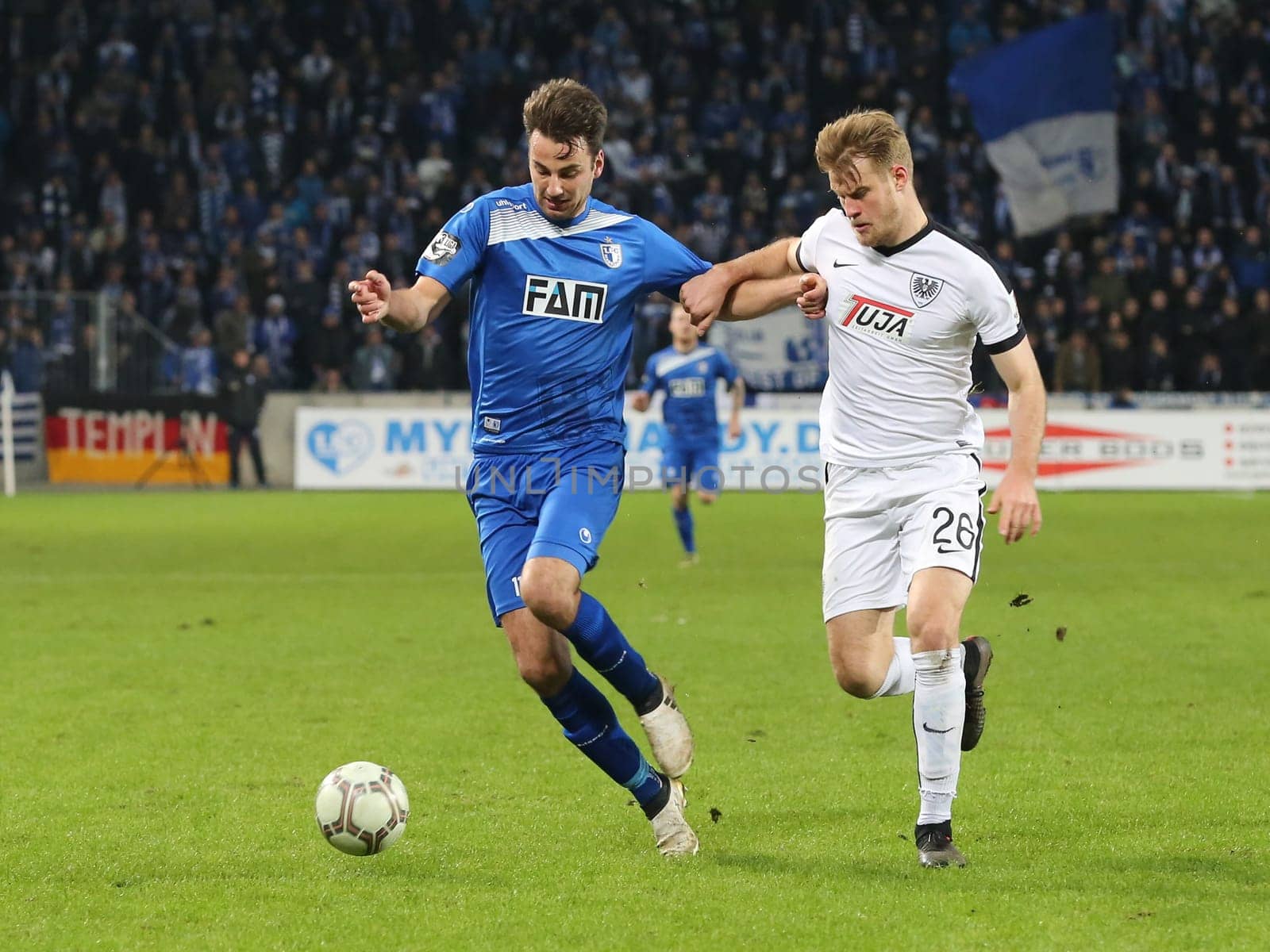 Christian Beck (1.FC Magdeburg left) and Seabstian Mai (Preußen Münster re.) at 3rd league season 2016/2017 Point game 1.FCM against SC Preußen Münster