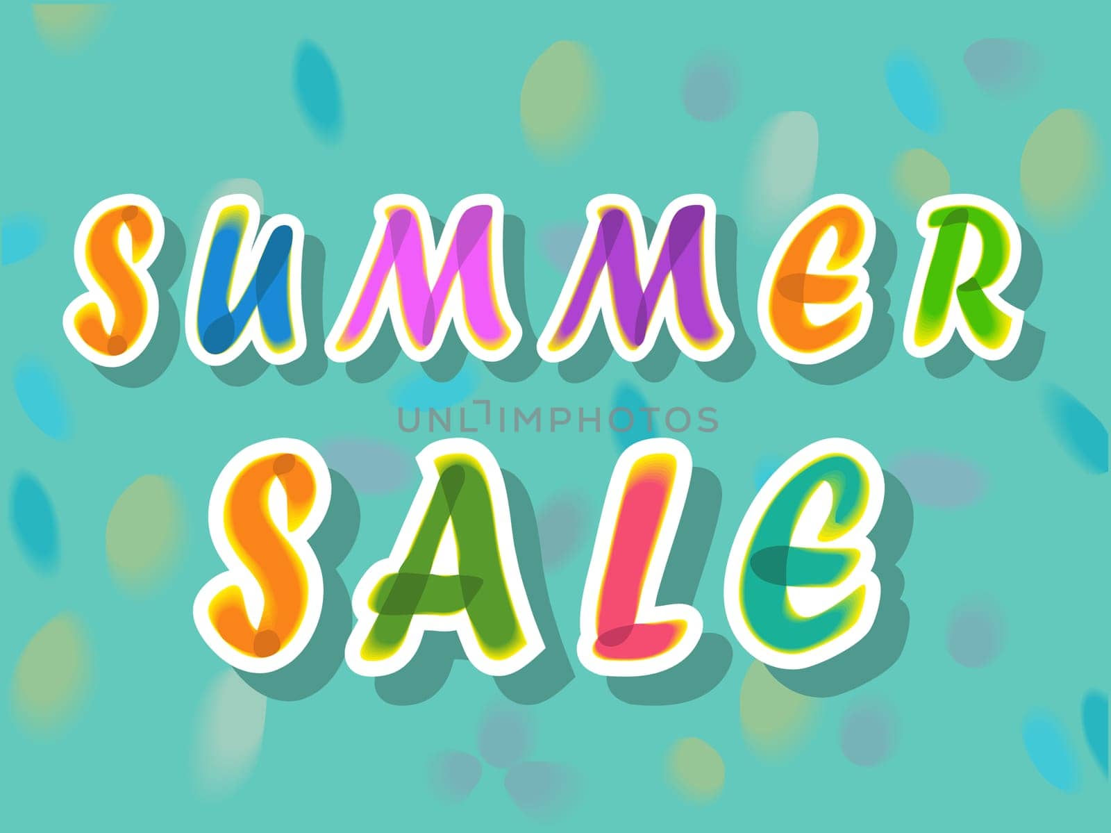 Summer sale inscription. Watercolor artuistic font. Colorful letters. Illustration.