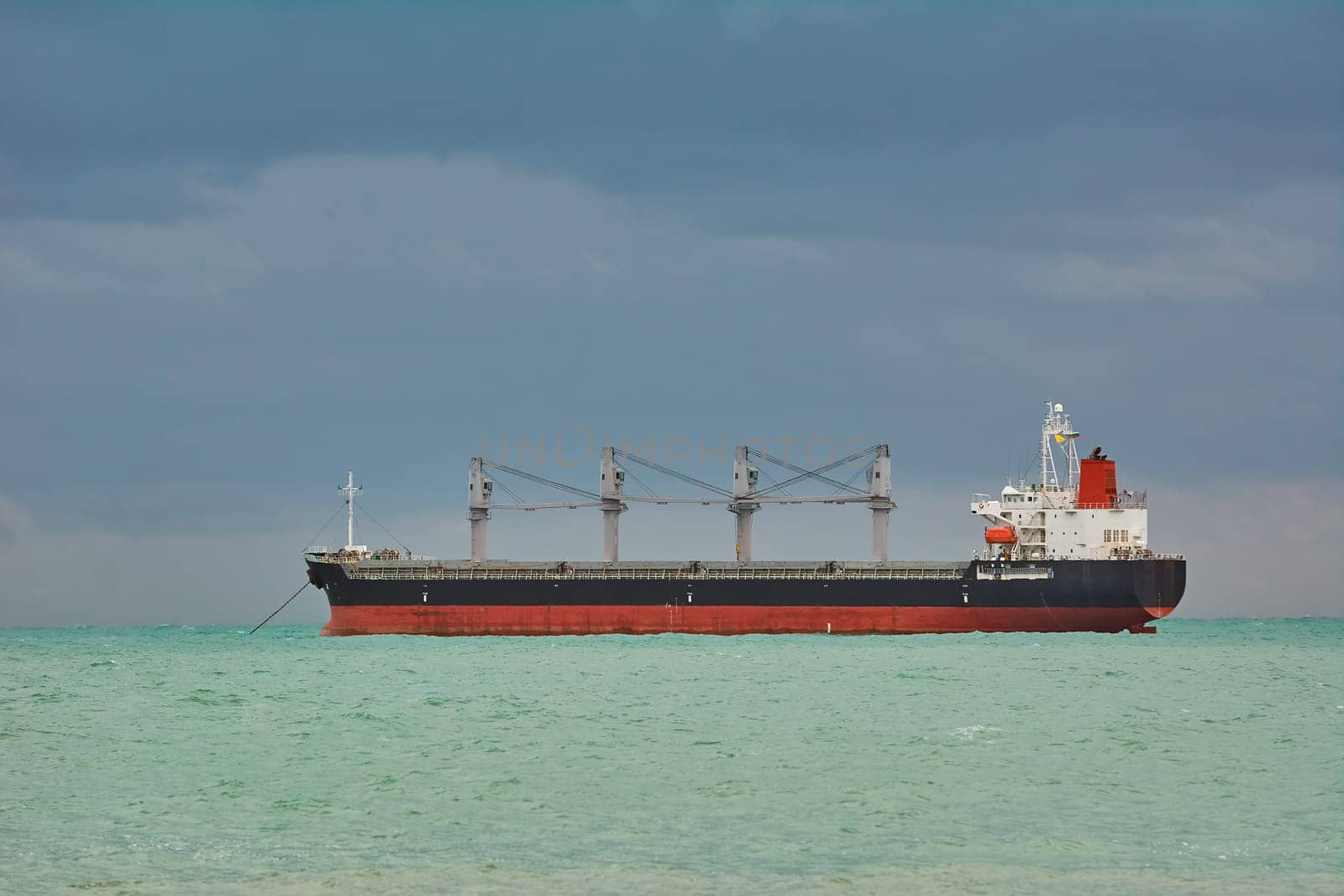 Dry Cargo Ship at Anchorage in Black Sea