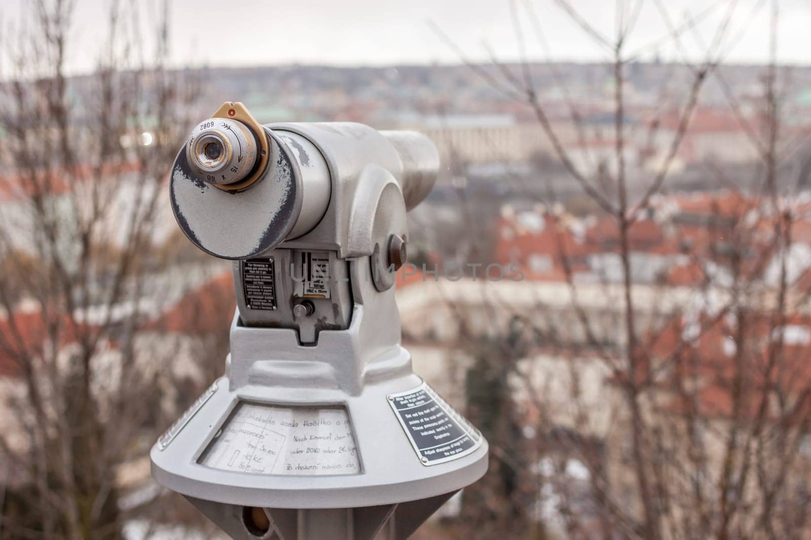 spyglass binocular at touristic view point in Prague