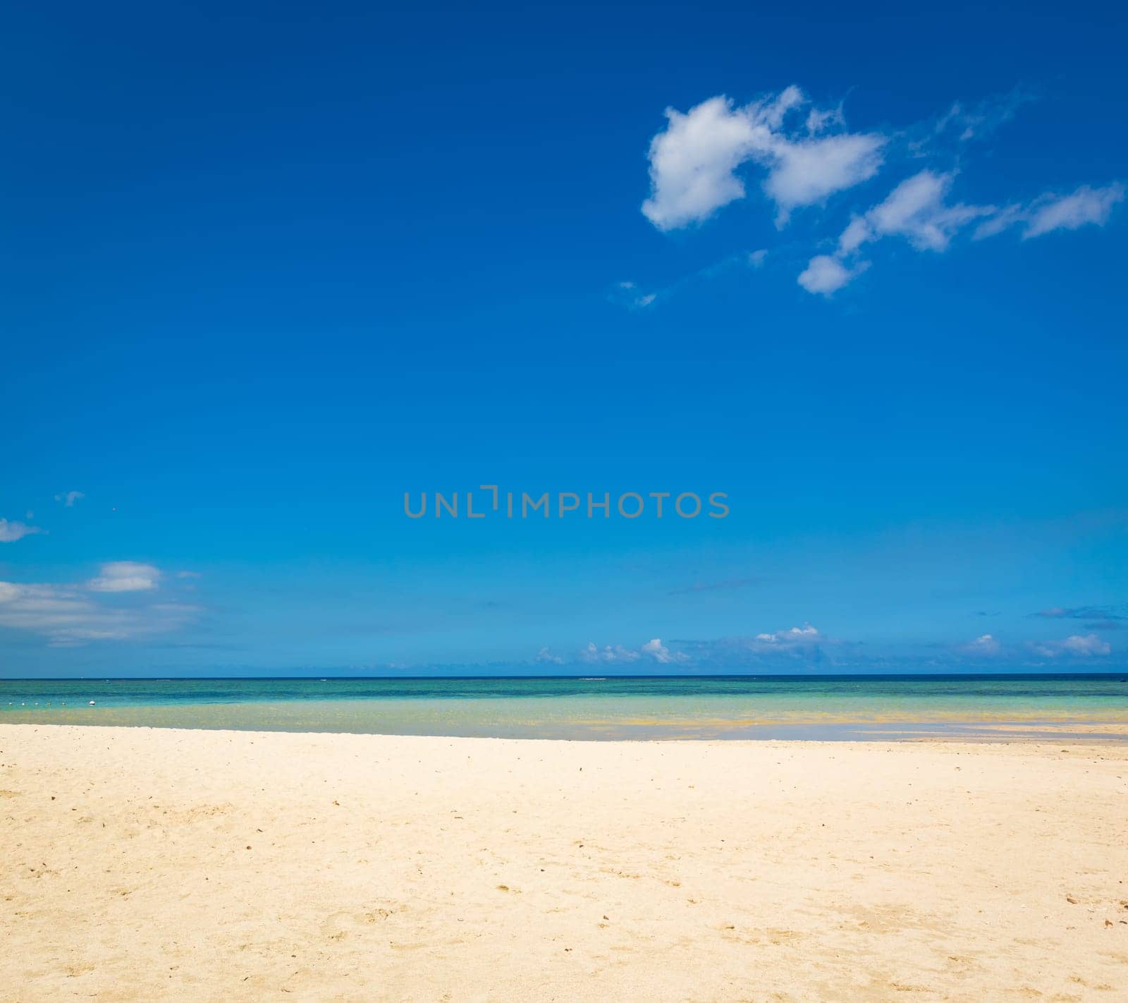 Sandy tropical Wolmar beach at sunny day.  Mauritius