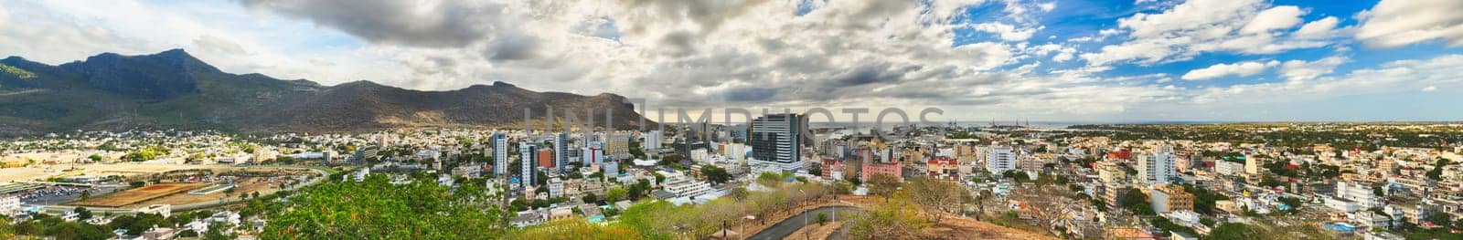 Panoramic view of Port Louis from the Fort Adelaide, Mauritius