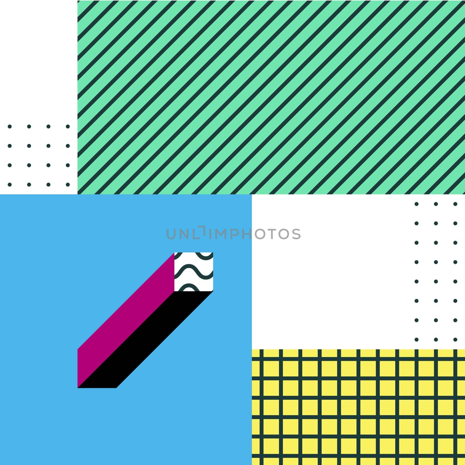 Festive Background in Neo Memphis Style Colorful Decorative Wallpaper with Simple Editable Bold Block Bright Color positive digital print