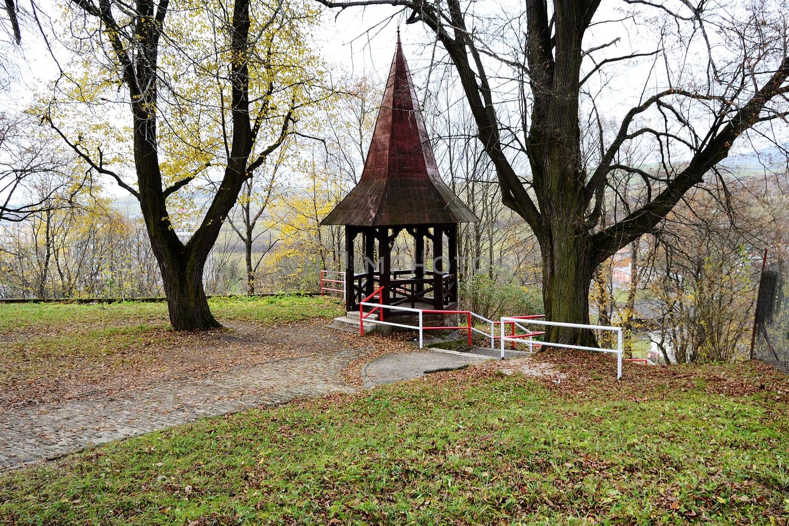 Old lookout in autumn park