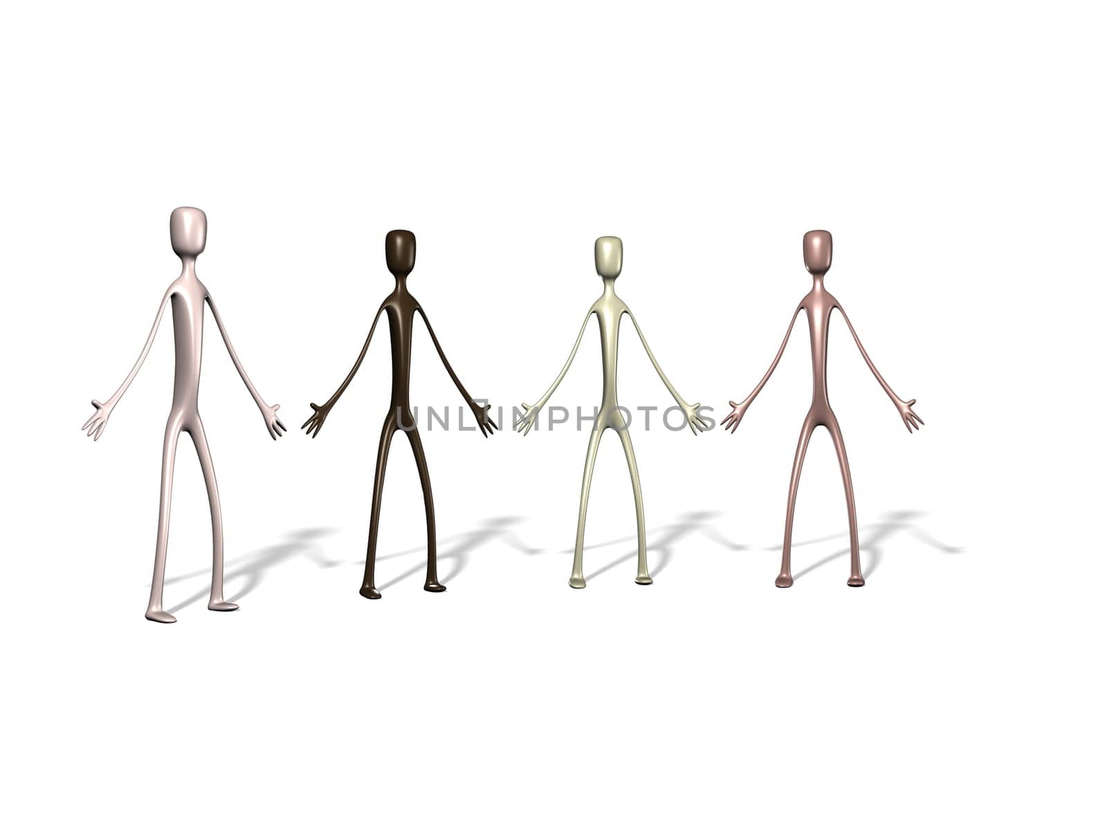 A group of people of 4 different color