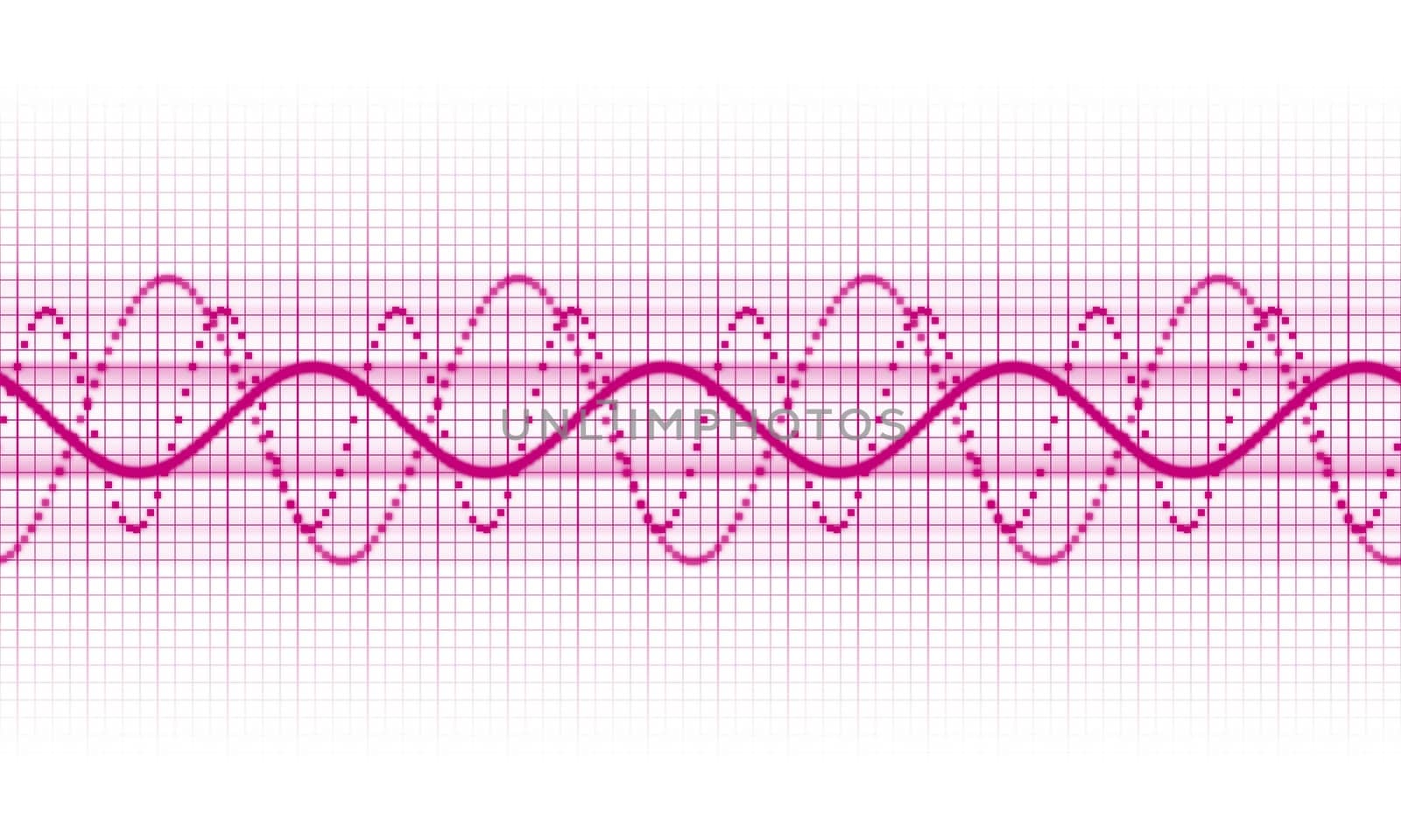 a pink sound wave on white background