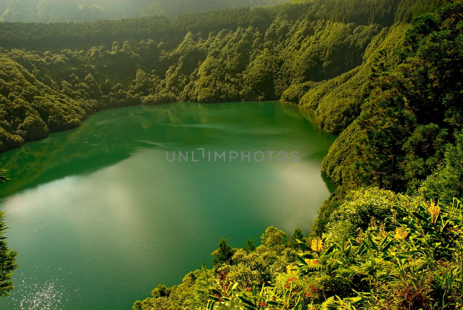 Santiago lake (Lagoa de Santiago) in Sete Cidades area, on the Portuguese island of Sao Miguel in the Azores