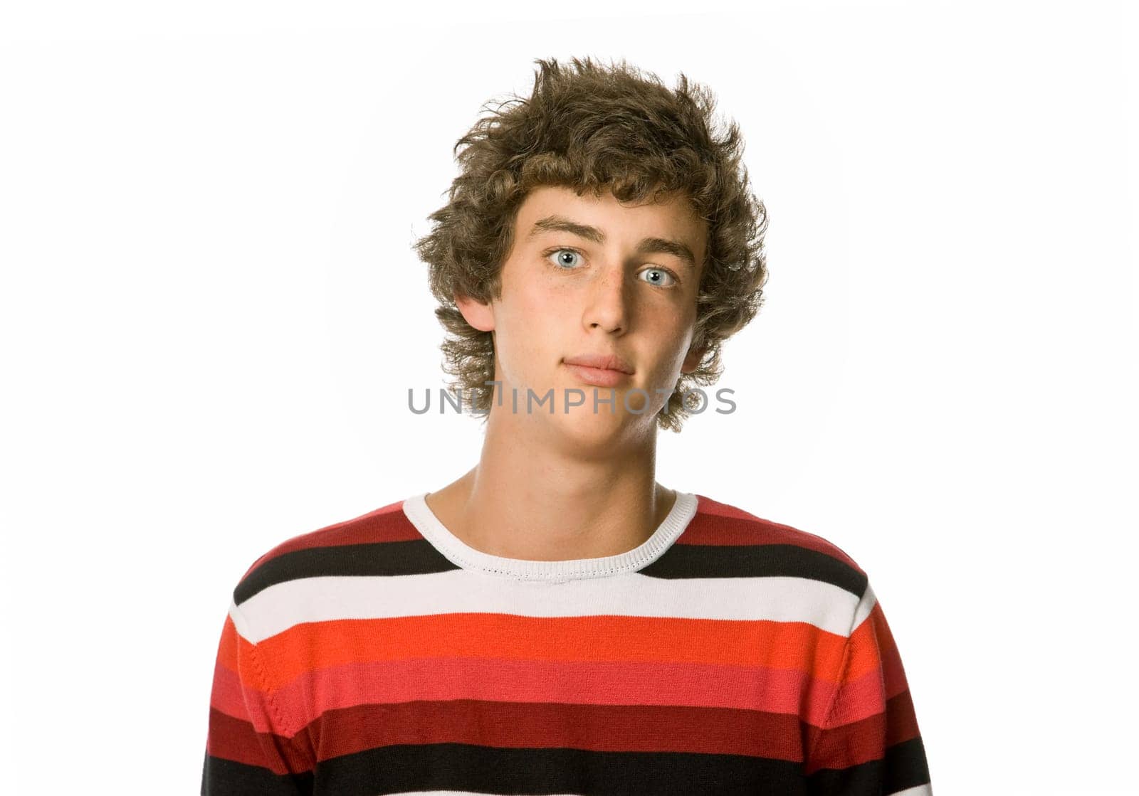 casual young man portrait, isolated on white