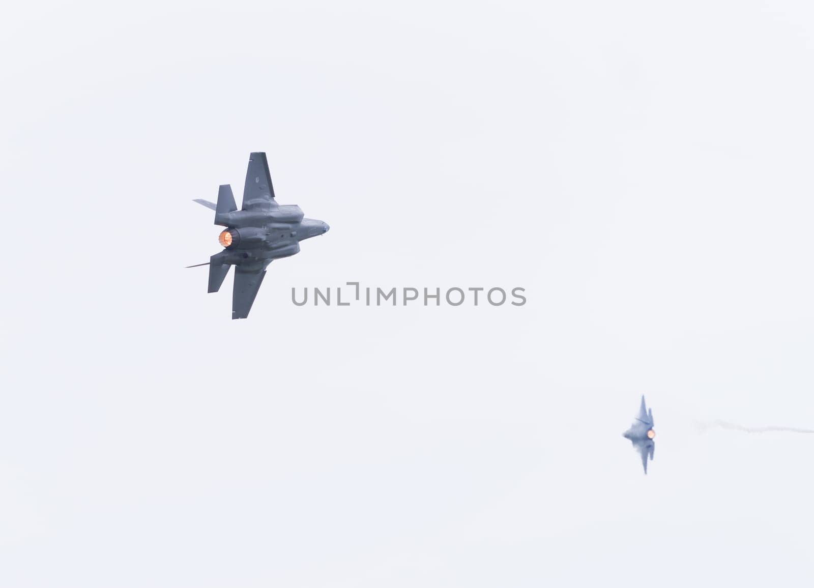 LEEUWARDEN, NETHERLANDS - JUNE 6, 2016: F-35 Lightning II demonstration flight on it's European debut at the Royal Netherlands Air Force Days