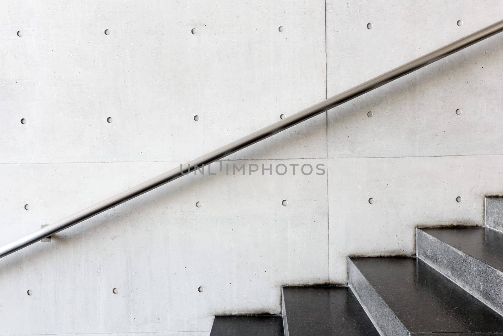 Details of railing and stairs of a modern building