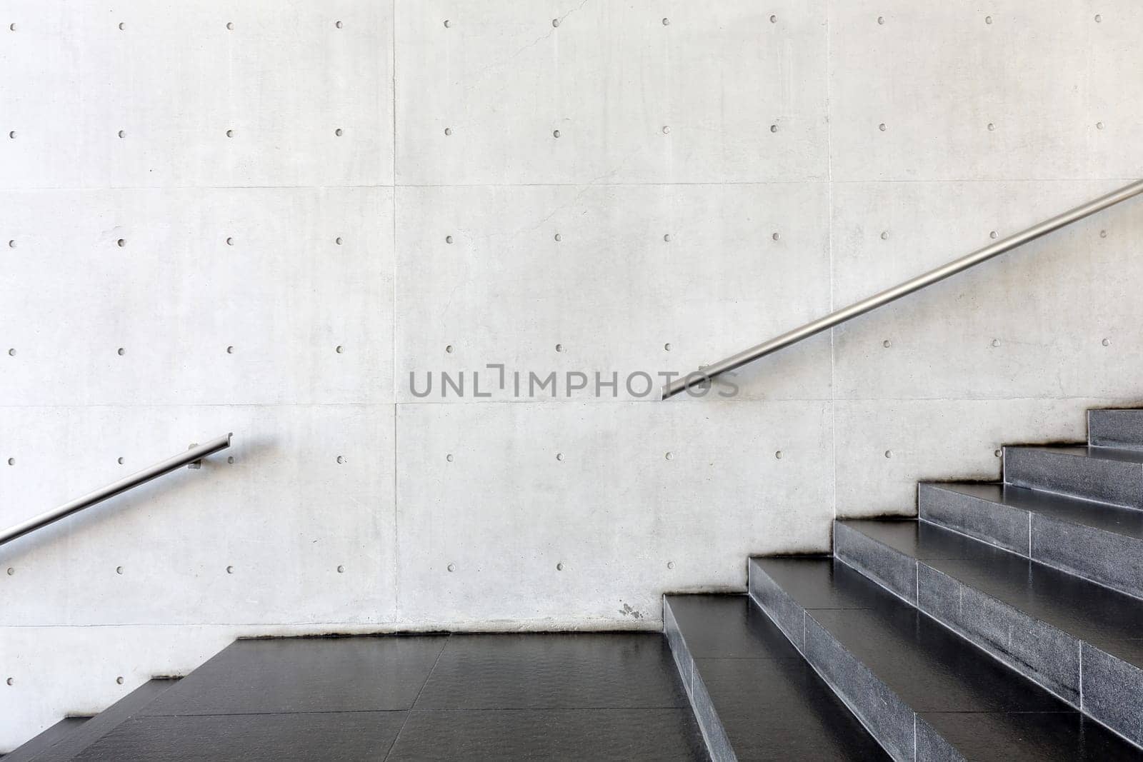 Details of railing and stairs of a modern building