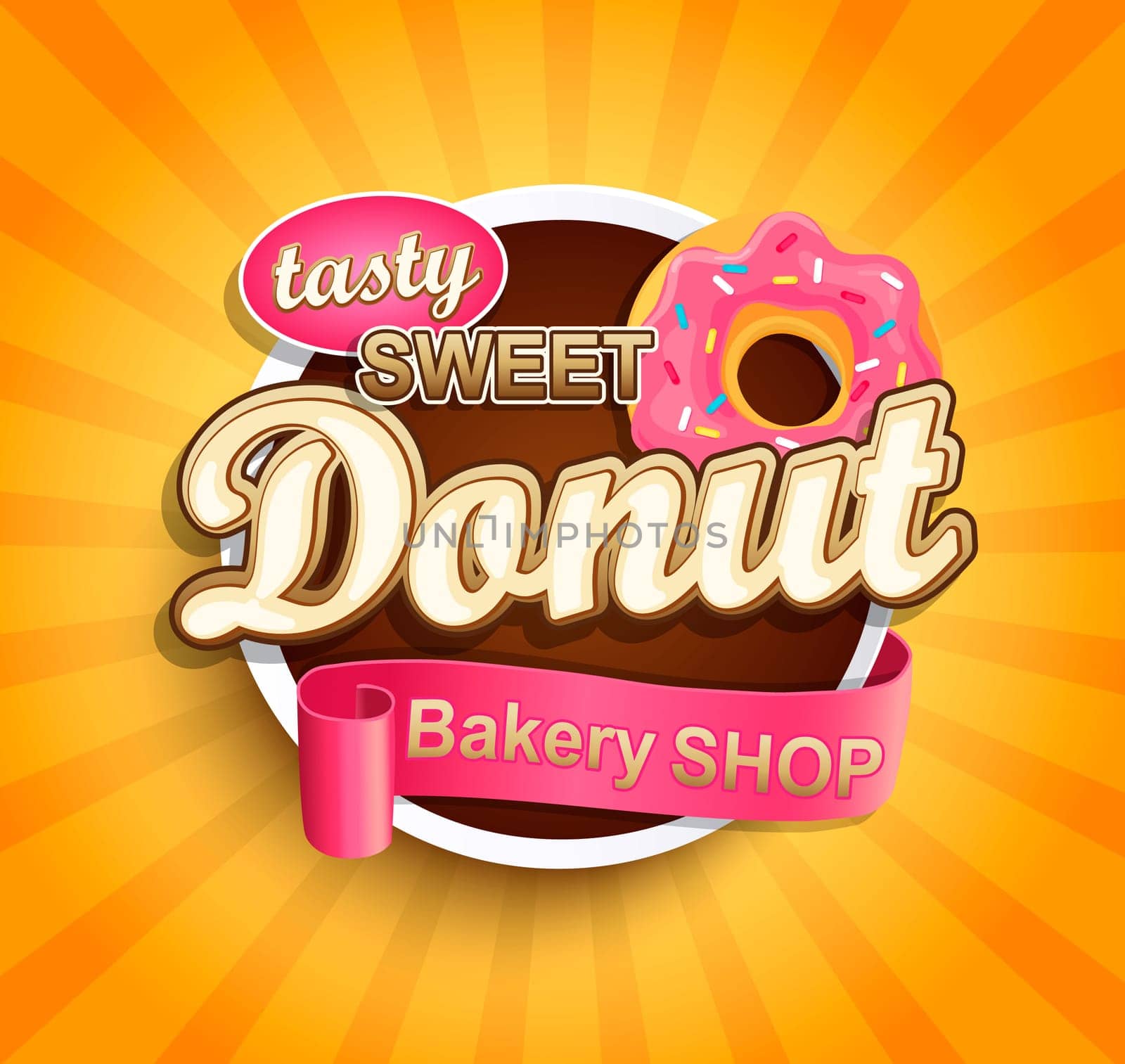 Sweet Donut label. Vector illustration for cafe and restaurant menu.