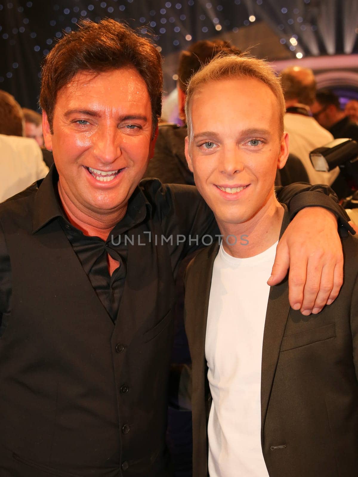 Singer Freddy März from duo Fantasy with son singer Sandro after the ARD TV show Schlager Countdown in Oldenburg on 25.03.2017