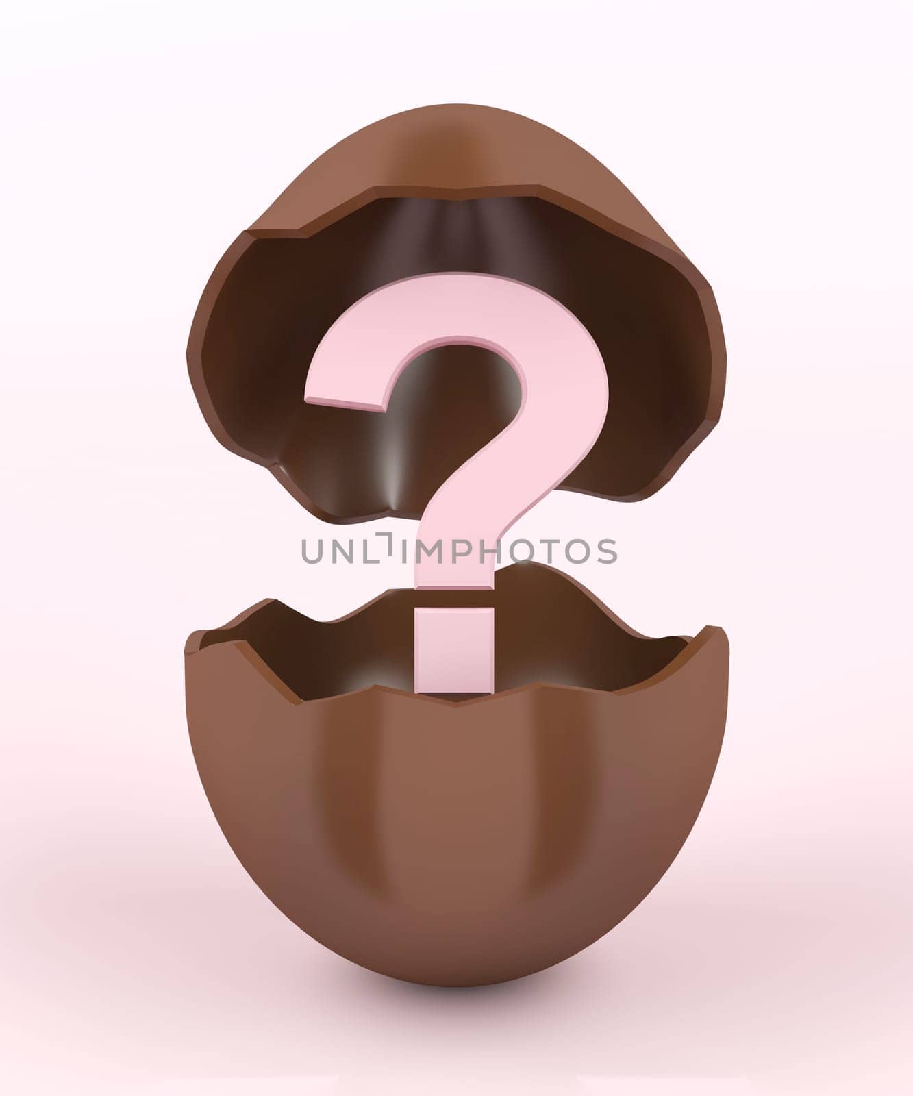 Broken chocolate egg with a unknown surprise inside