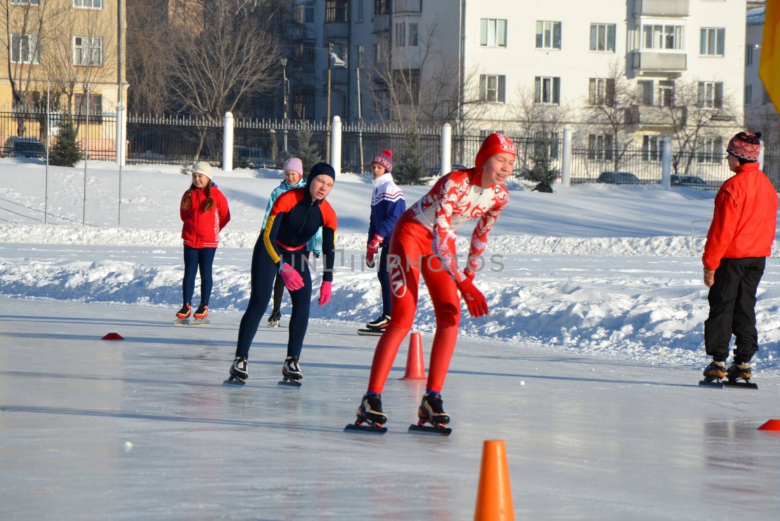Skating. Training for riding on skates on the ice.