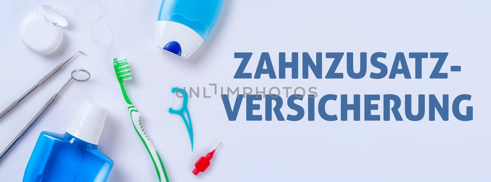 Dental care products on a light background - Supplementary dental insurance