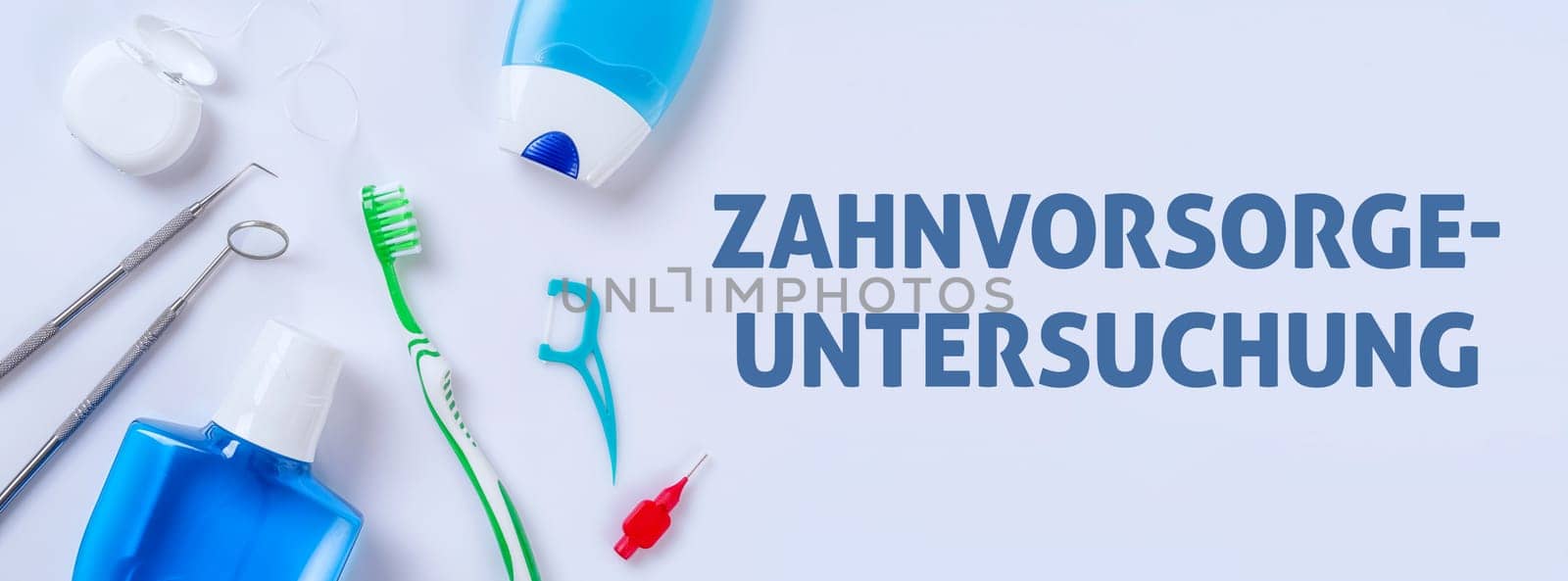 Dental care products on a bright background - Dental check-up
