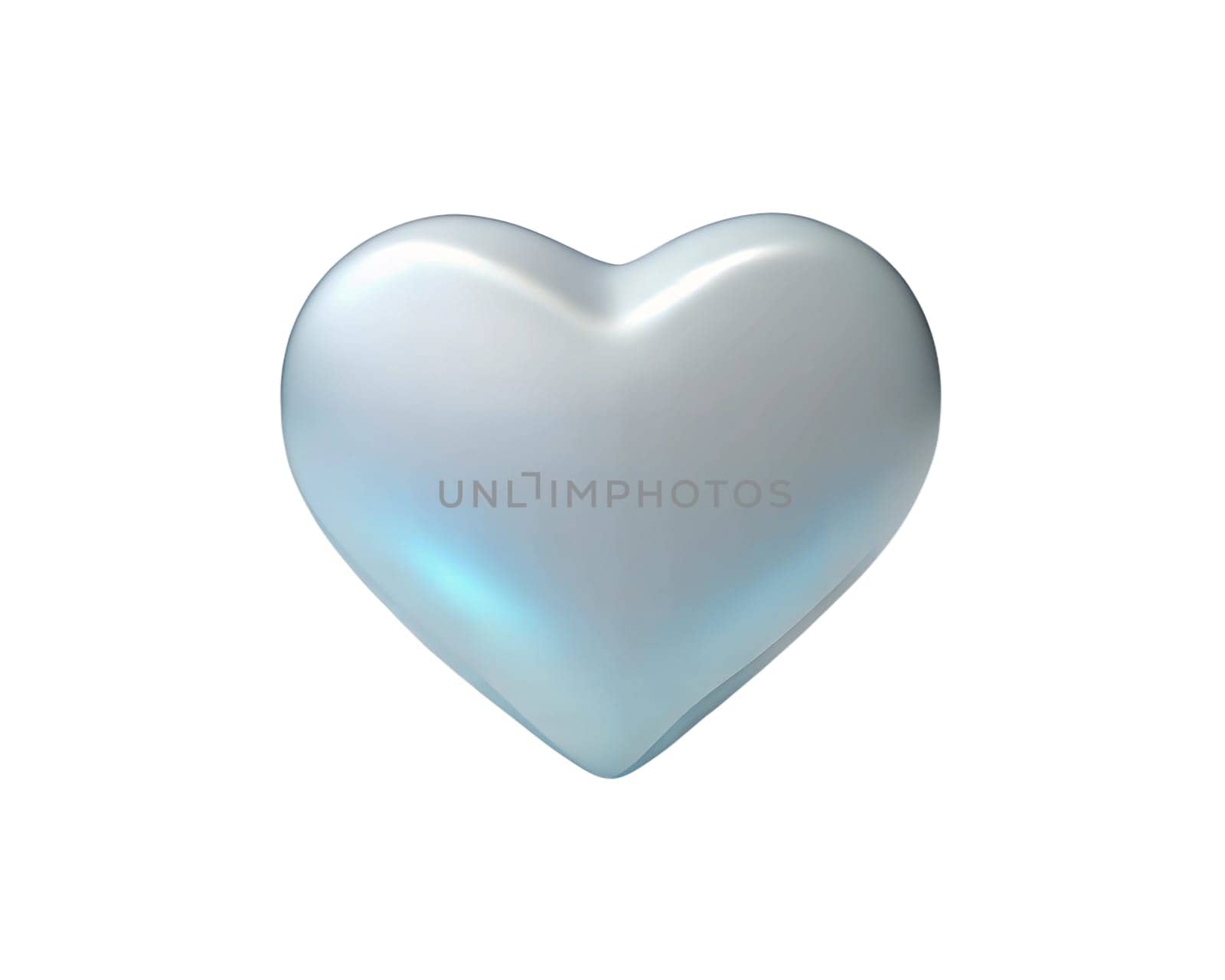 A shiny, smooth holographic heart icon, isolated on white background, symbolizing love, affection, and care in a modern, minimalist 3D design.