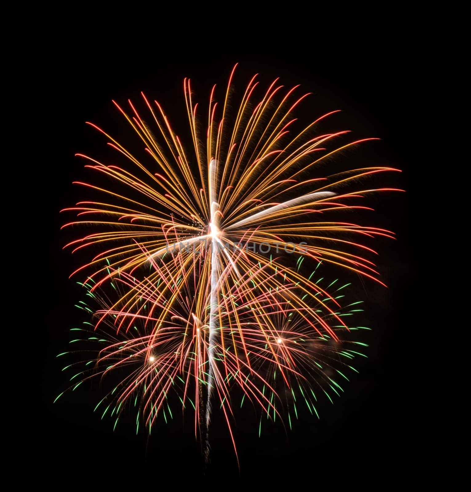 Colorful fireworks exploding in the night sky