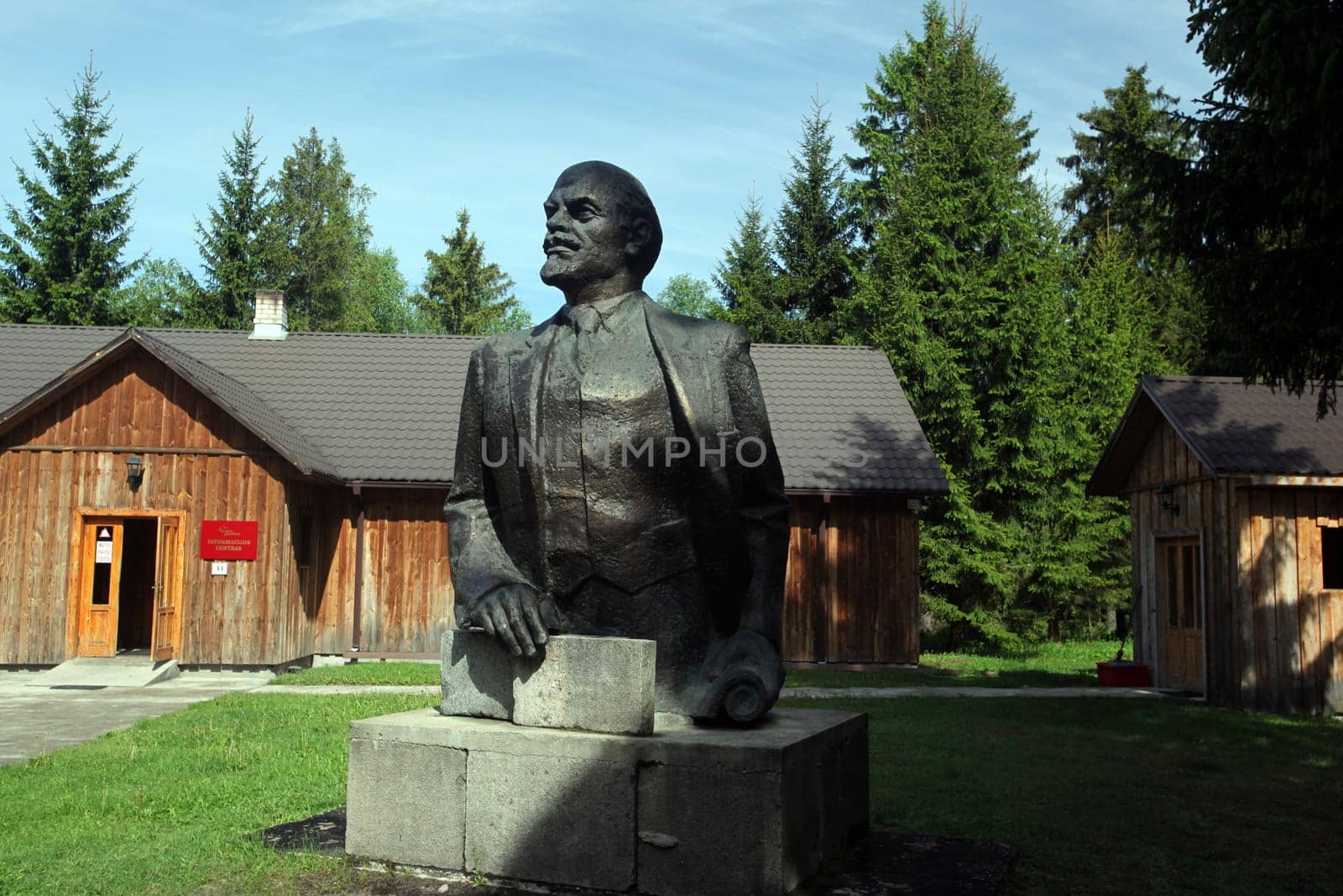 The historic Grutapark with old statues of Lenin and Stalin near the town of Druskininkai in the south of Vilnius and the Baltic State of Lithuania