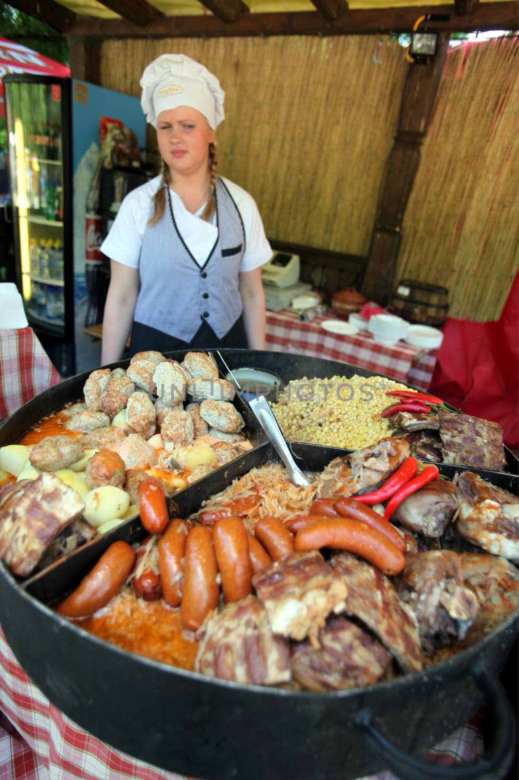 fresh food on a Summer Festival in a Parc in the old City of Vilnius in the Baltic State of Lithuania