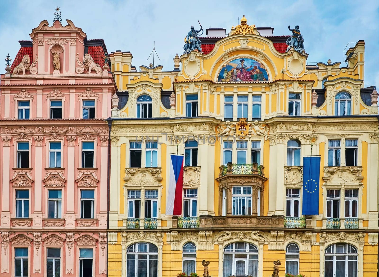 Facades of an Old Buildings in Prague, Czech Republik