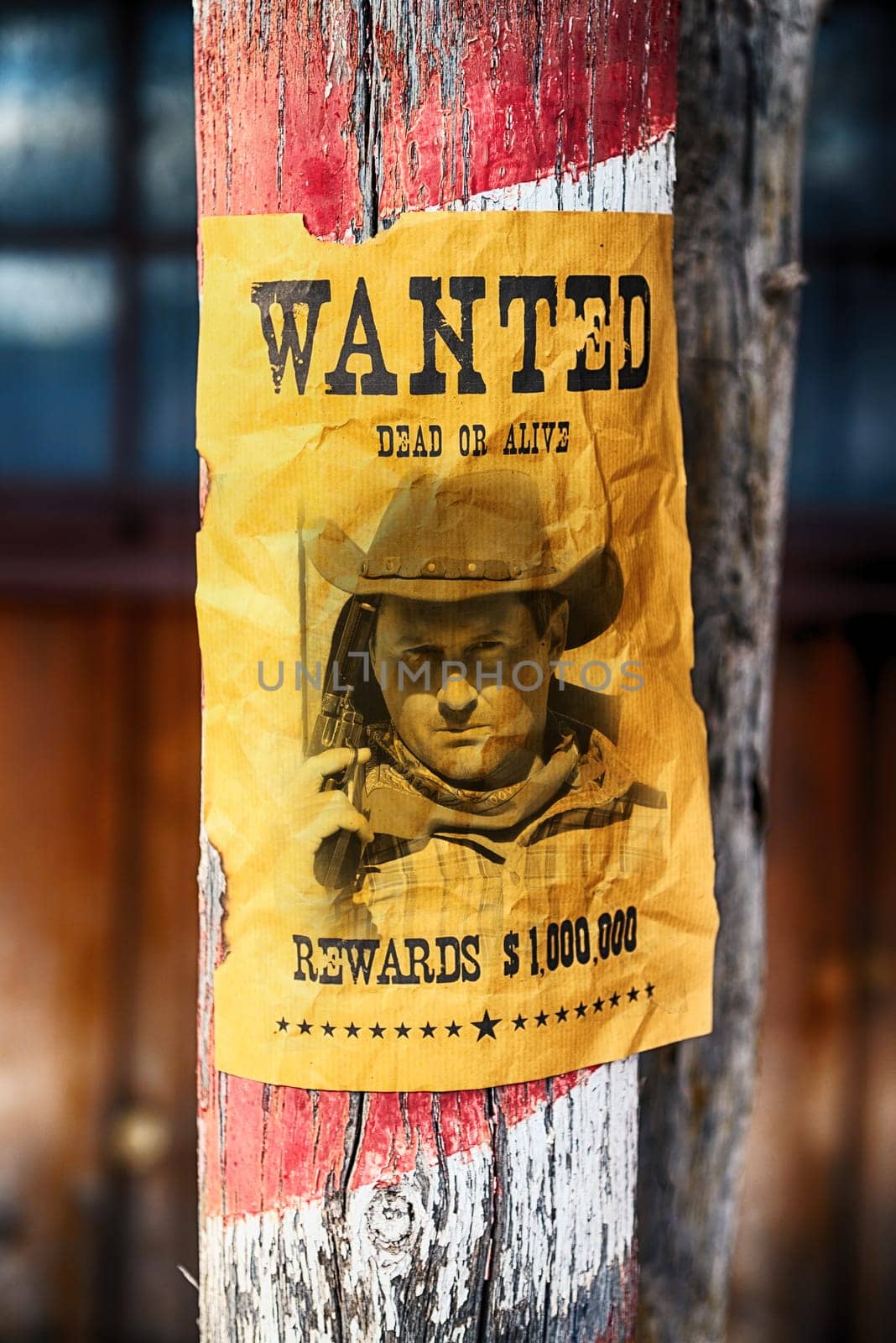 vintage wanted poster in a gost town