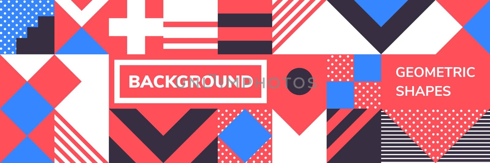 Simple banner of decorative seamless patterns square modules colored geometric composition in Scandinavian style