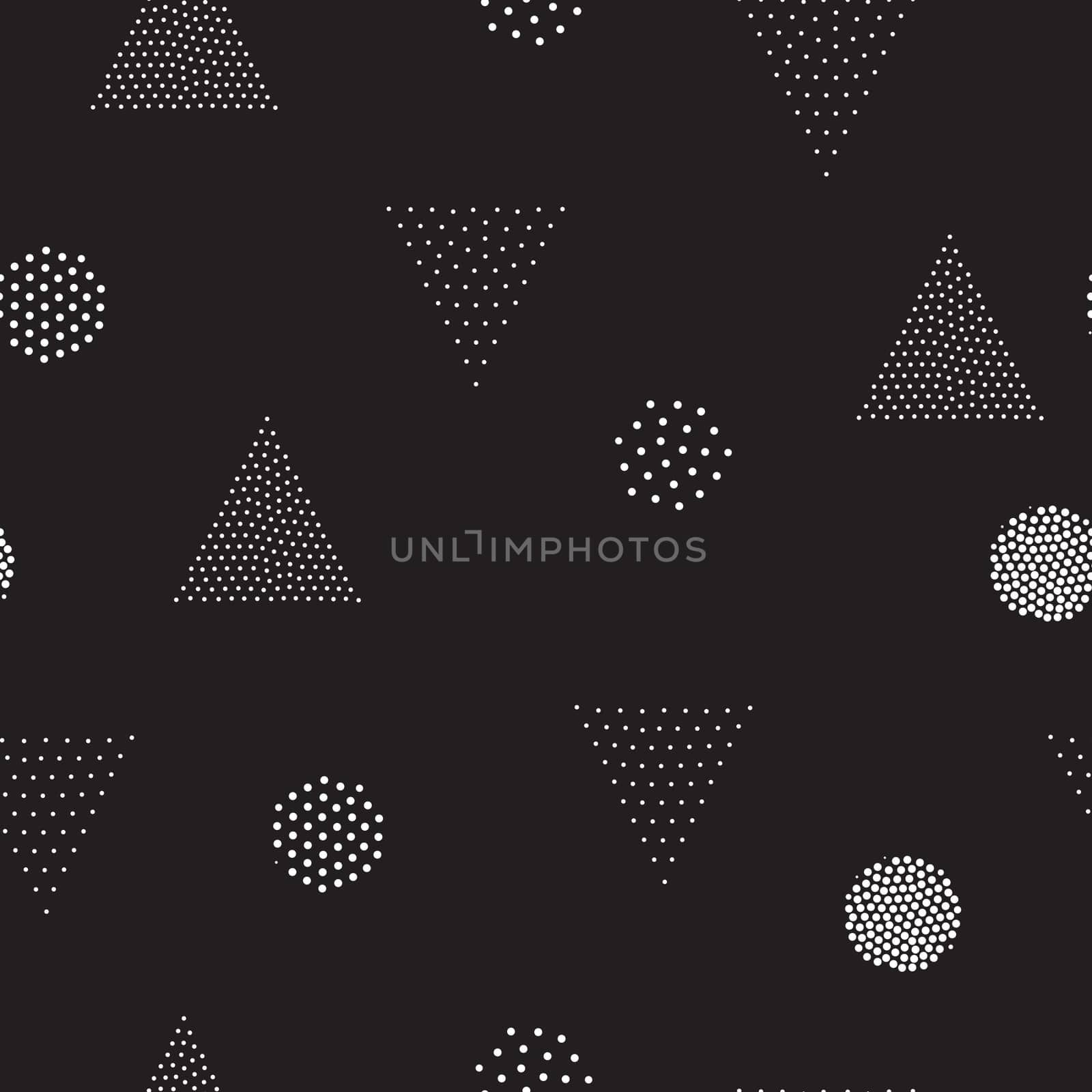 Vector geometric seamless pattern. Universal Repeating abstract circles figure in black white. Modern halftone circle design, pointillism