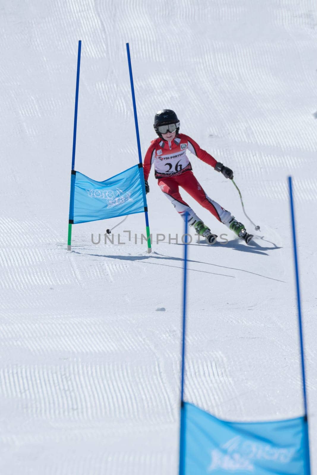 COVILHA, PORTUGAL - APRIL 2, 2017:  Gustavo Tavares during the National Ski  Championships at Serra da Estrela, Covilha, Portugal.
