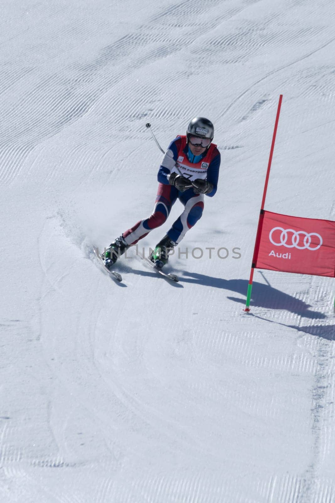 COVILHA, PORTUGAL - APRIL 2, 2017:  Mario Carvalho during the National Ski  Championships at Serra da Estrela, Covilha, Portugal.