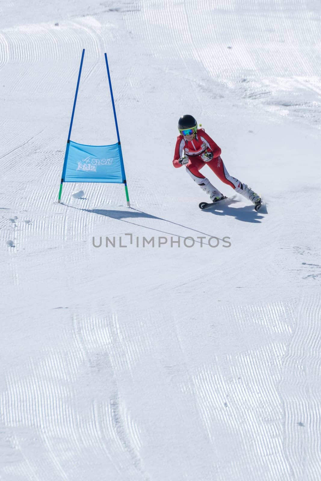 COVILHA, PORTUGAL - APRIL 2, 2017:  Marta Carvalho during the National Ski  Championships at Serra da Estrela, Covilha, Portugal.