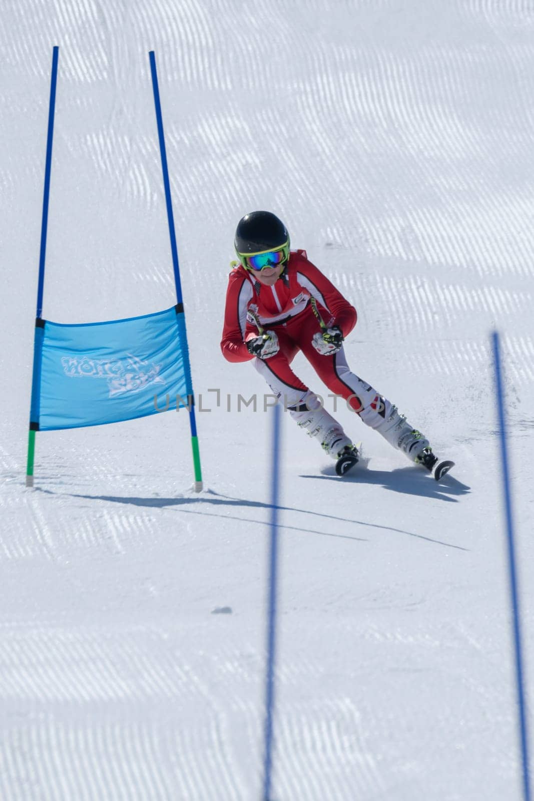 COVILHA, PORTUGAL - APRIL 2, 2017:  Marta Carvalho during the National Ski  Championships at Serra da Estrela, Covilha, Portugal.